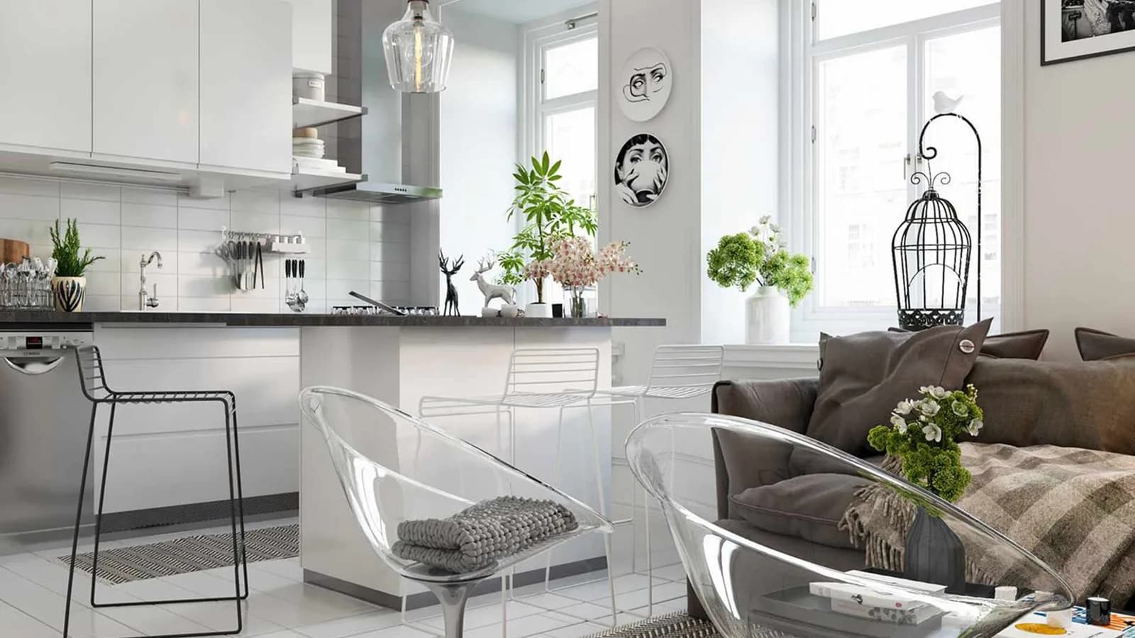 See-through furniture used in tiny house interior design