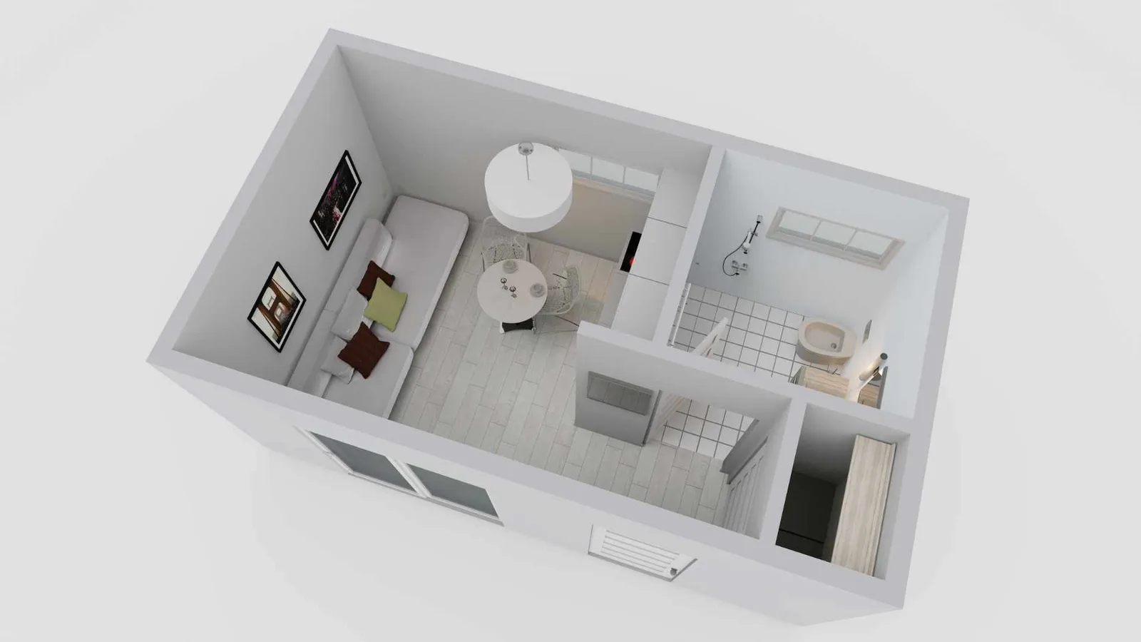studio Adu floor plan in 3D