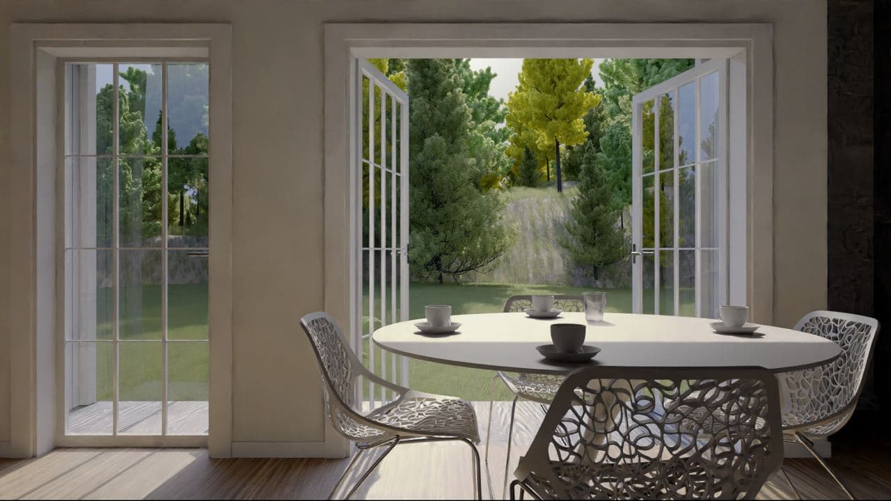 view from dining table in a 1000 sq ft house